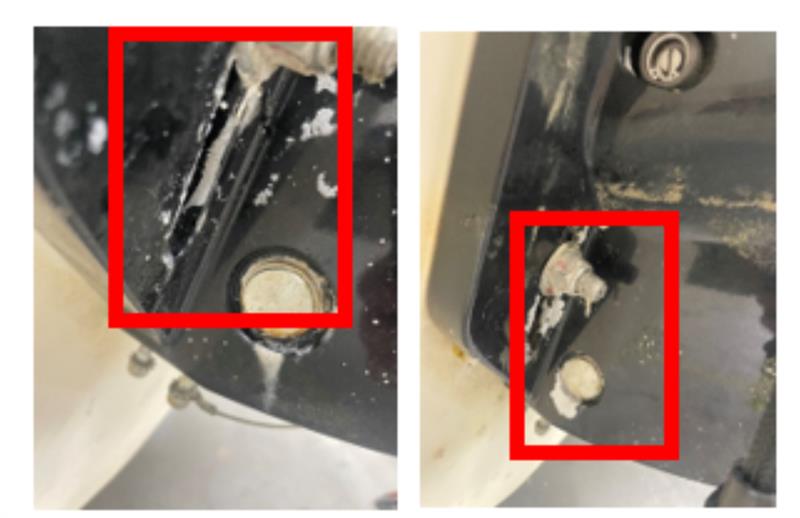 Current coating failure on the system